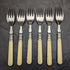 British antique resin handle silver plate fish cutlery 6x2 & server set in wooden box